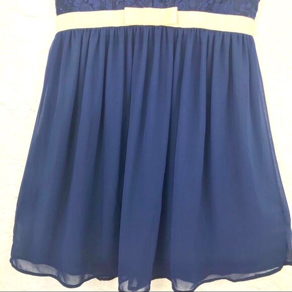 ASOS Navy/cream bow Lace A-Line sleeveless Dress-6 - Picture 6 of 8